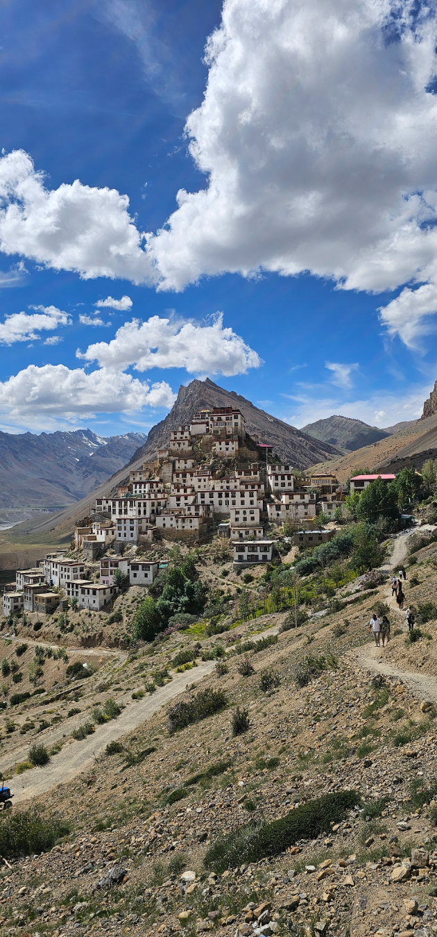 The iconic Key Monastery, a large complex perched on a hill in Spiti Valley